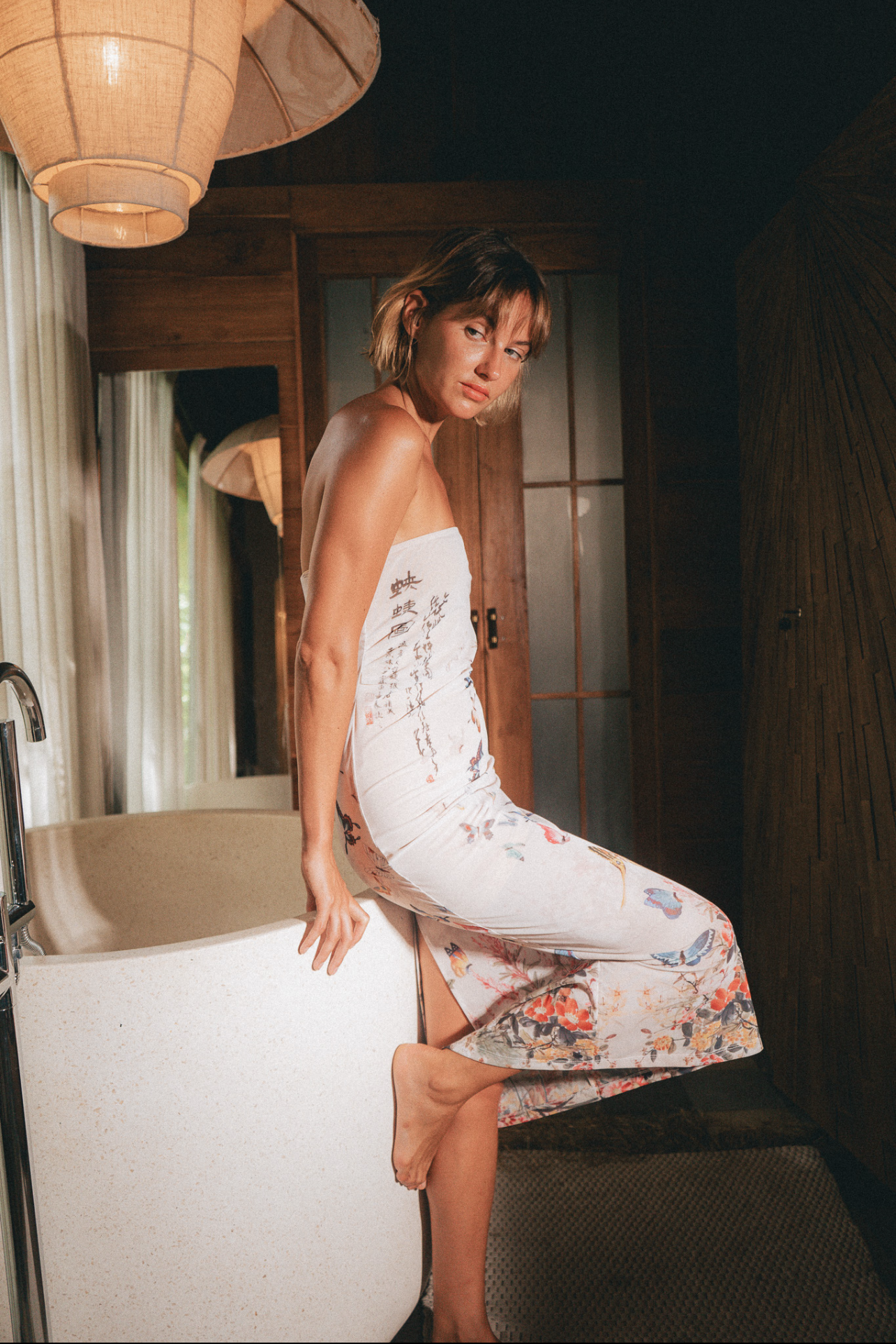 Strapless Dress with Unique Prints